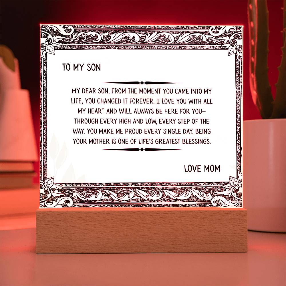 TO MY SON - LOVE MOM - ACYRLLIC LED GIFT