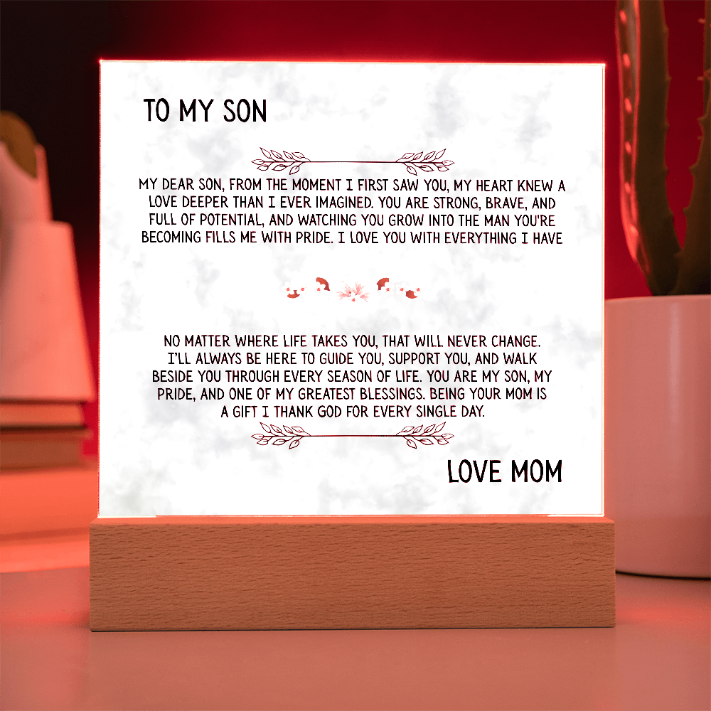TO MY SON - LOVE MOM - ACRYLLIC LED GIFT