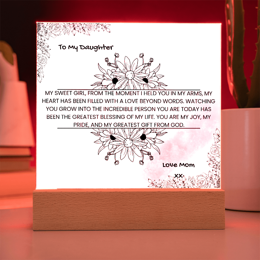 TO MY DAUGHTER - HAPPY BIRTHDAY - LOVE MOM - ACRYLLIC LED GIFT