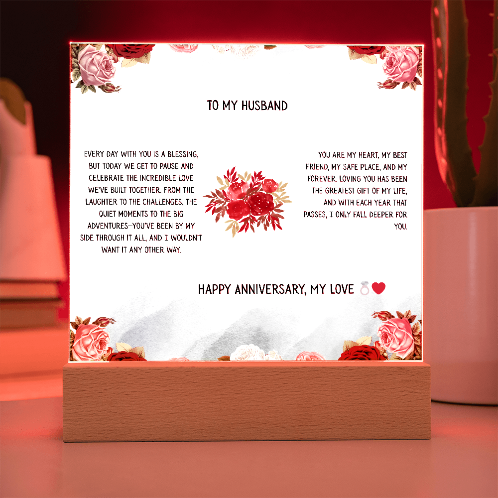 TO MY HUSBAND - HAPPY ANNIVERSARY MY LOVE - ACRYLLIC LED GIFT