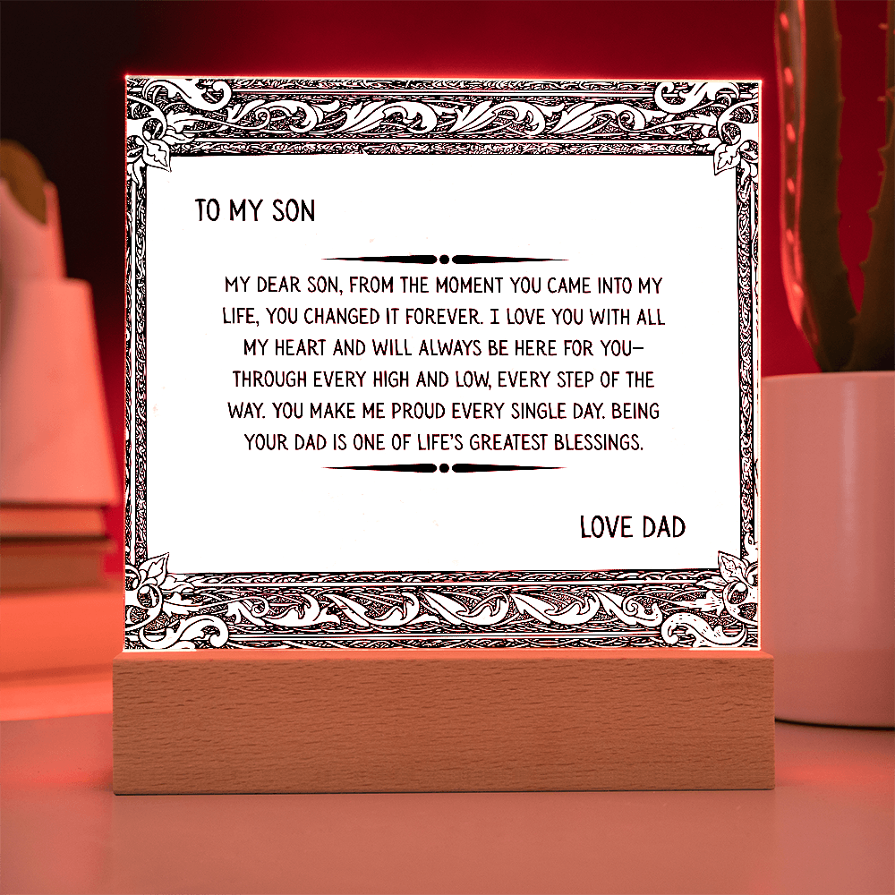 TO MY SON - LOVE DAD - ACRYLLIC LED GIFT