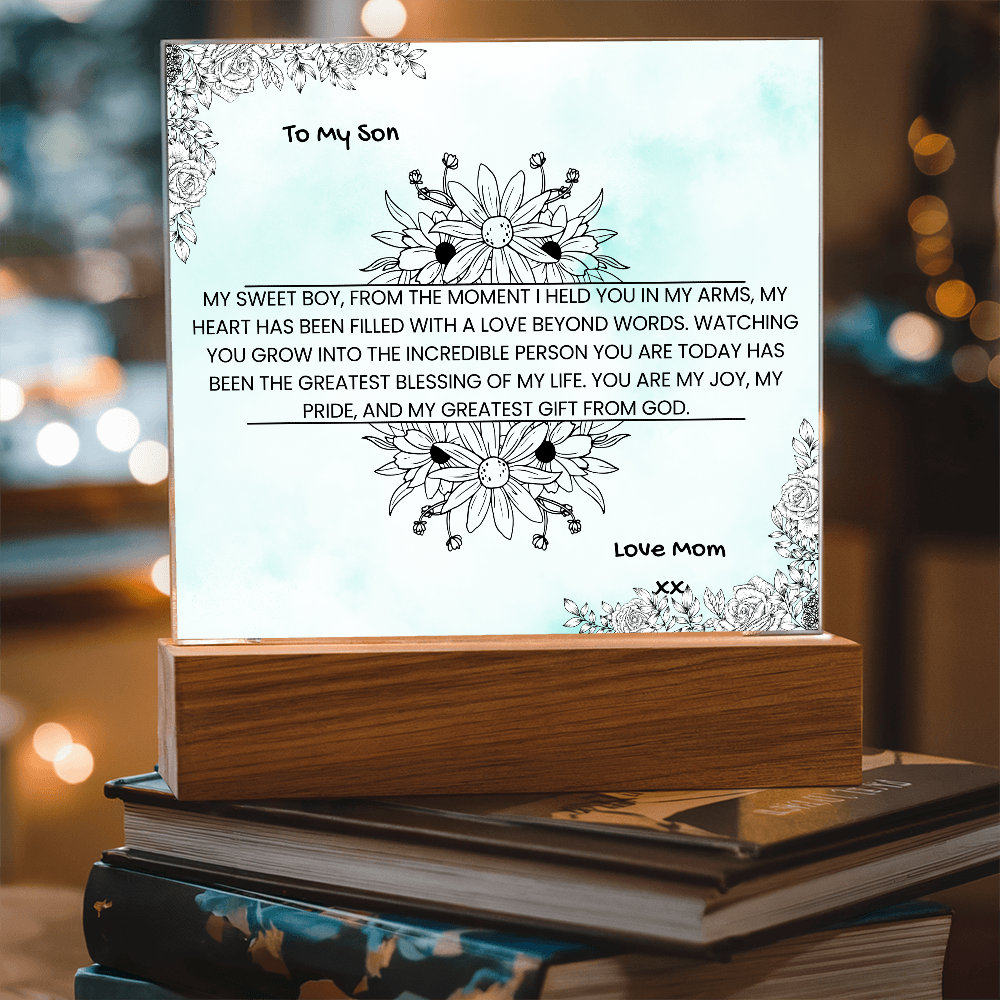 TO MY SON - LOVE MOM - ACRYLLIC LED GIFT