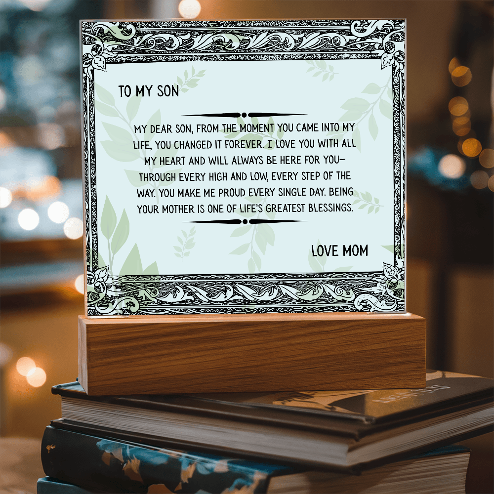 TO MY SON - LOVE MOM - ACYRLLIC LED GIFT