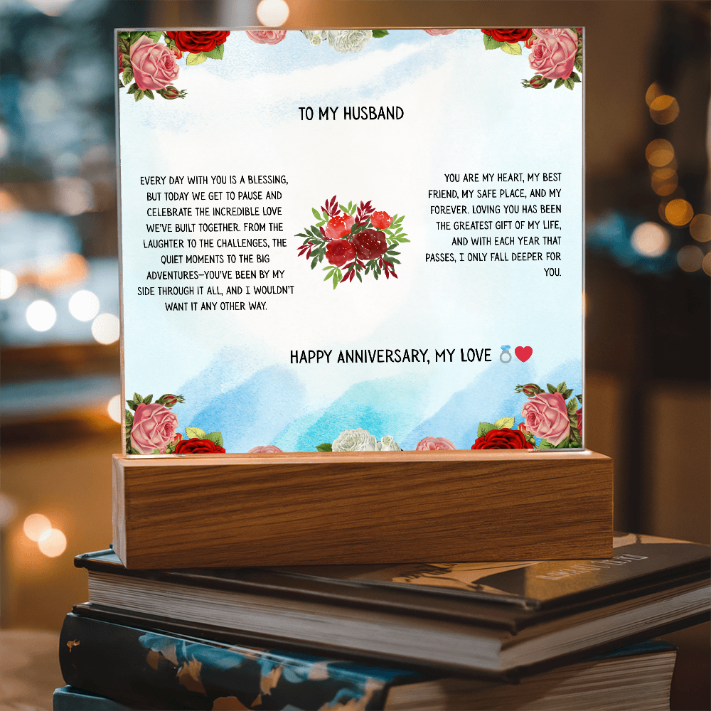 TO MY HUSBAND - HAPPY ANNIVERSARY MY LOVE - ACRYLLIC LED GIFT