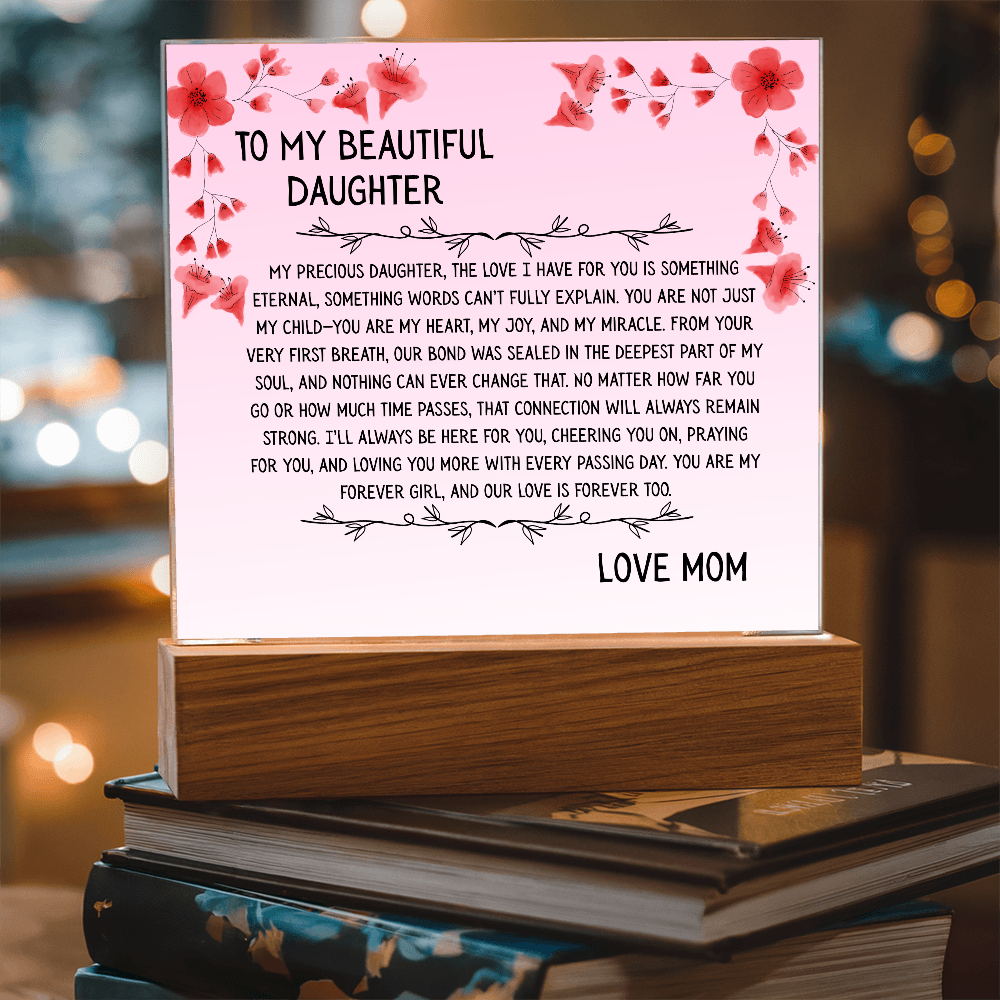 TO MY BEAUTIFUL DAUGHTER - LOVE MOM - ACRYLLIC LED GIFT