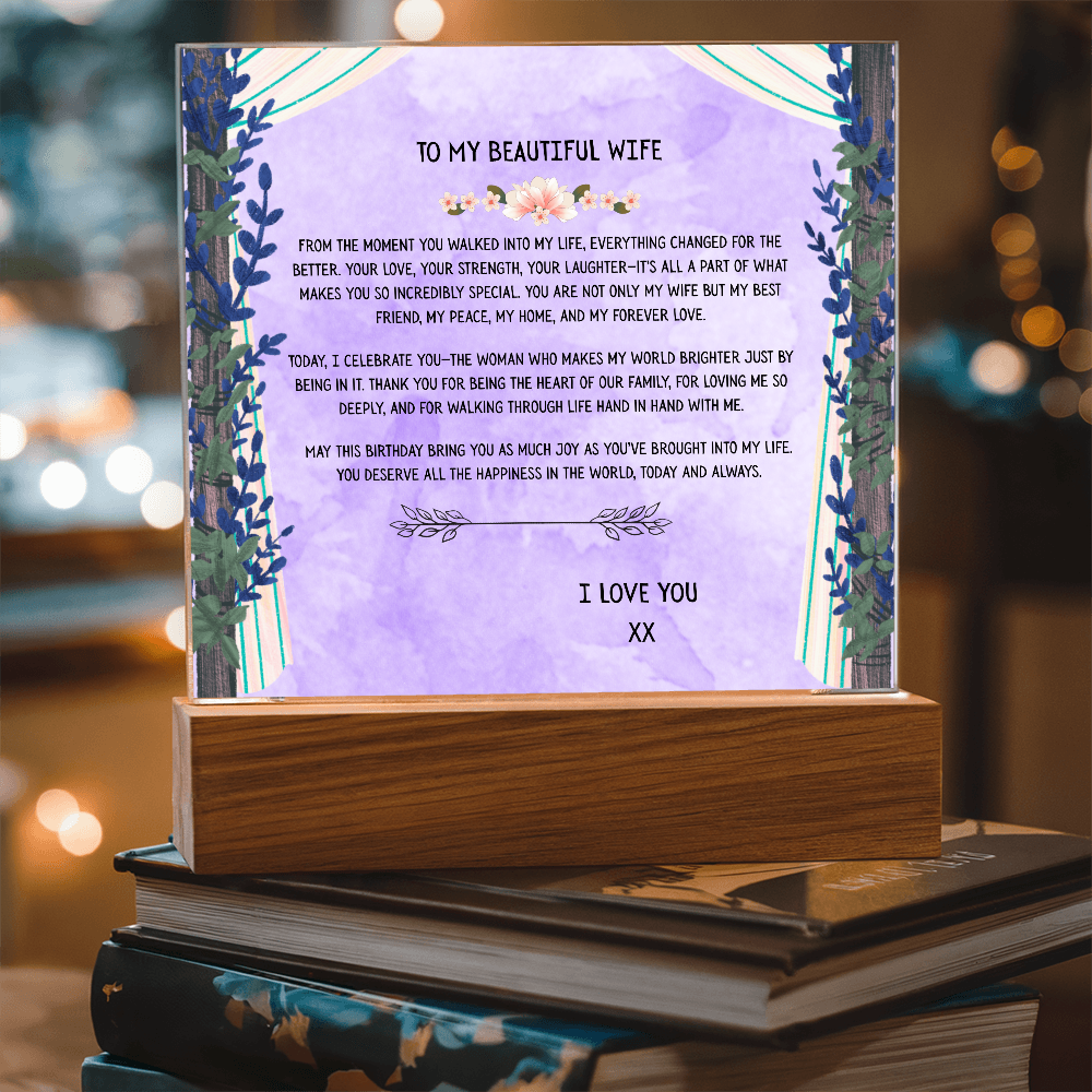 TO MY BEAUTIFUL WIFE - I LOVE YOU - ACRYLLIC LED GIFT