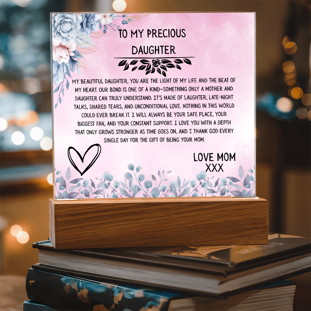 TO MY PRECIOUS DAUGHTER - LOVE MOM - ACRYLLIC LED GIFT