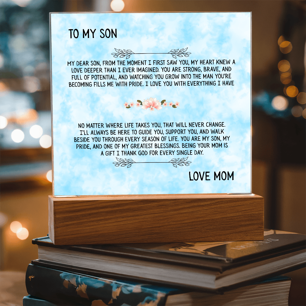 TO MY SON - LOVE MOM - ACRYLLIC LED GIFT