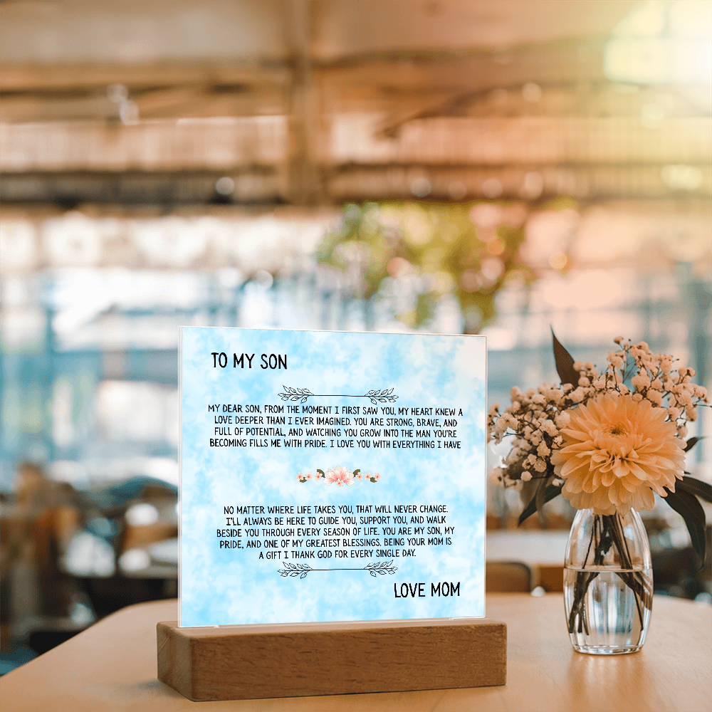 TO MY SON - LOVE MOM - ACRYLLIC LED GIFT