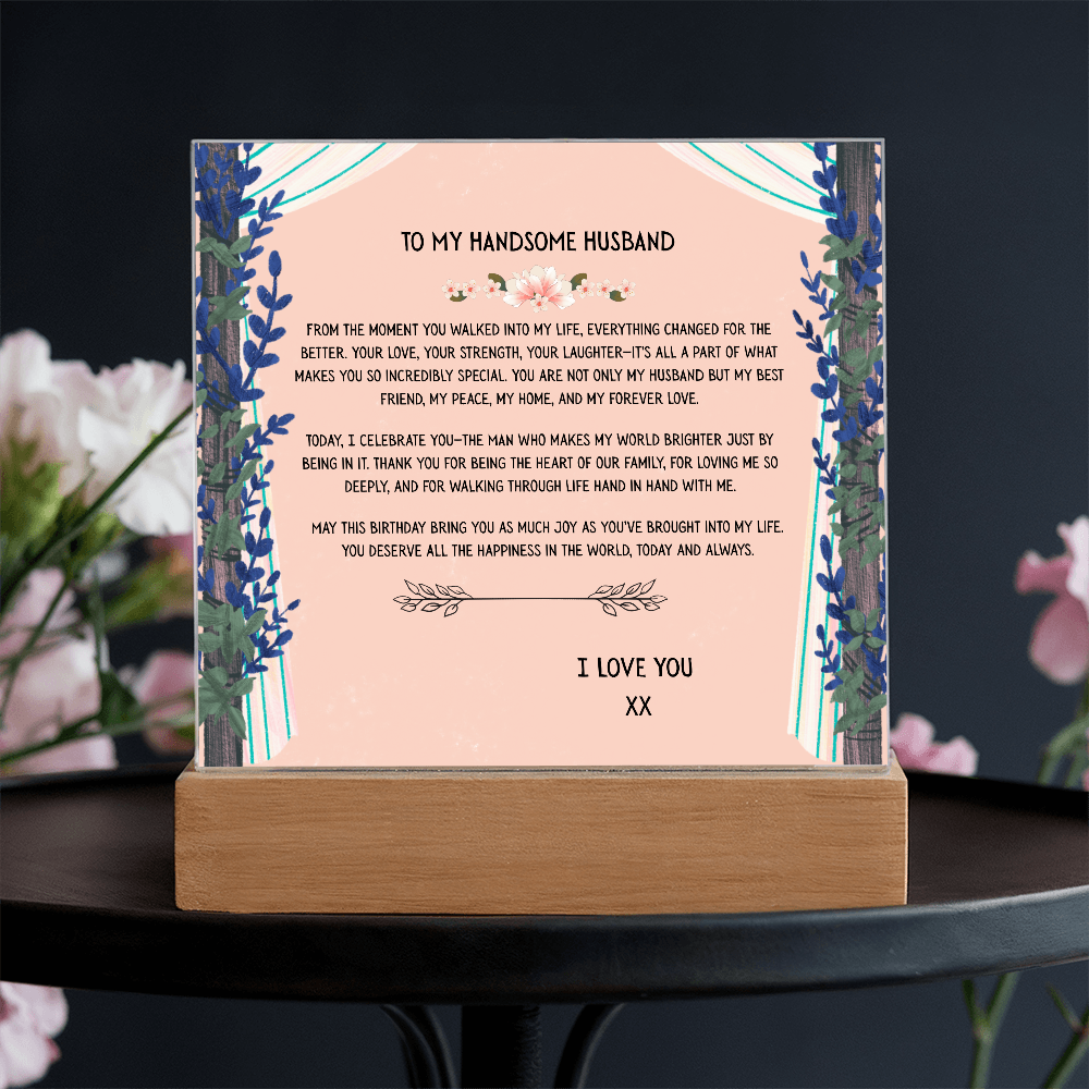 TO MY HANDSOME HUSBAND - I LOVE YOU - ACRYLLIC LED GIFT