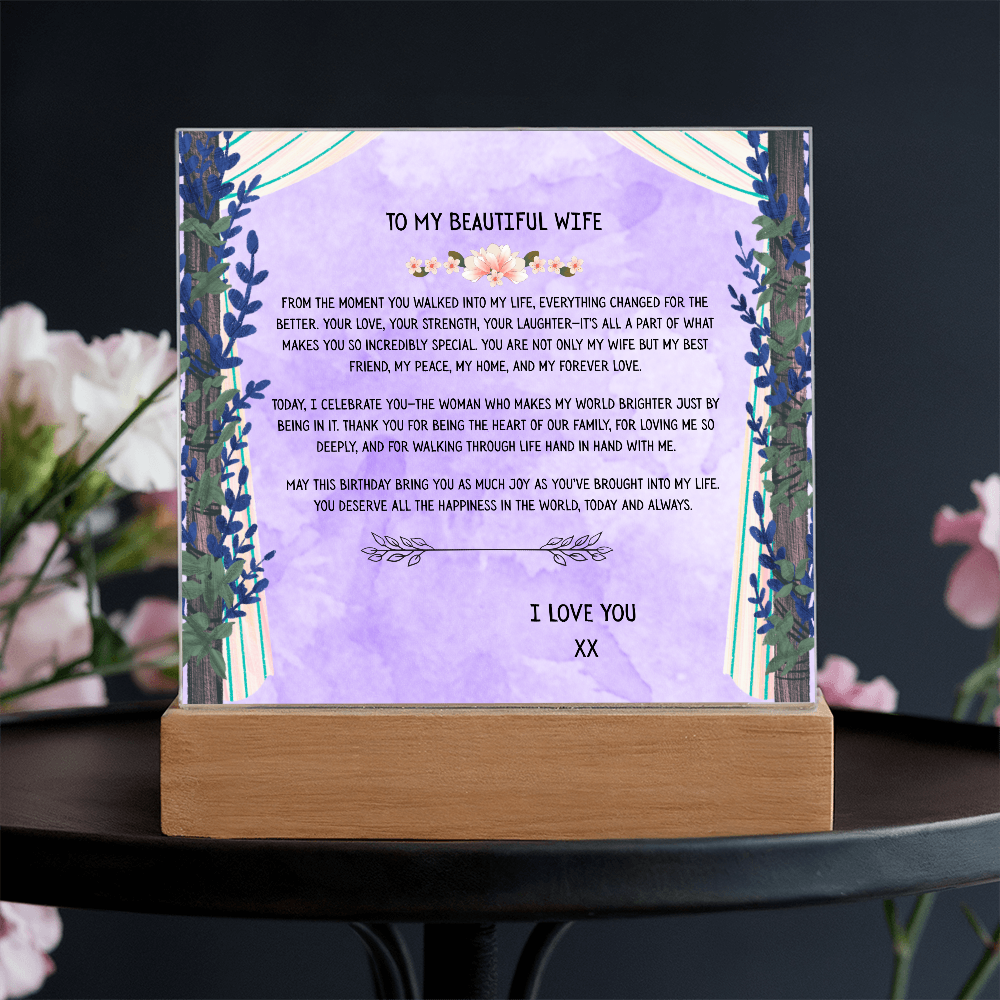 TO MY BEAUTIFUL WIFE - I LOVE YOU - ACRYLLIC LED GIFT