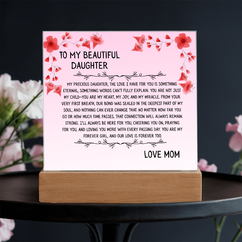 TO MY BEAUTIFUL DAUGHTER - LOVE MOM - ACRYLLIC LED GIFT