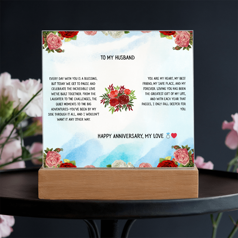 TO MY HUSBAND - HAPPY ANNIVERSARY MY LOVE - ACRYLLIC LED GIFT
