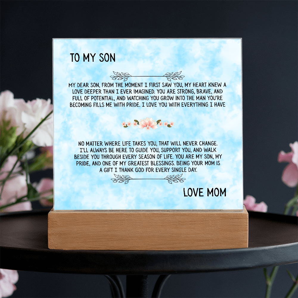 TO MY SON - LOVE MOM - ACRYLLIC LED GIFT