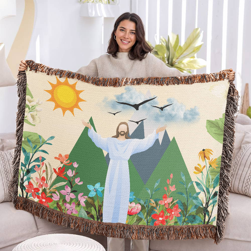 JESUS MOVES MOUNTAINS - WOVEN HEIRLOOM BLANKET
