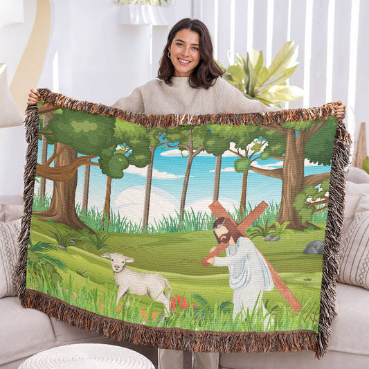 JESUS & HIS LAMB - WOVEN HEIRLOOM BLANKET