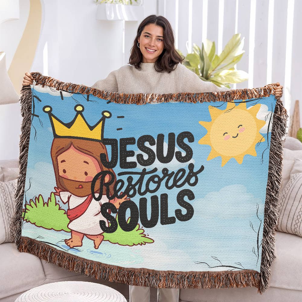 JESUS RESTORES SOULS - WOVEN HEIRLOOM BLANKET