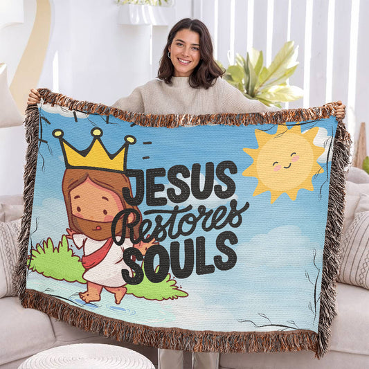 JESUS RESTORES SOULS - WOVEN HEIRLOOM BLANKET