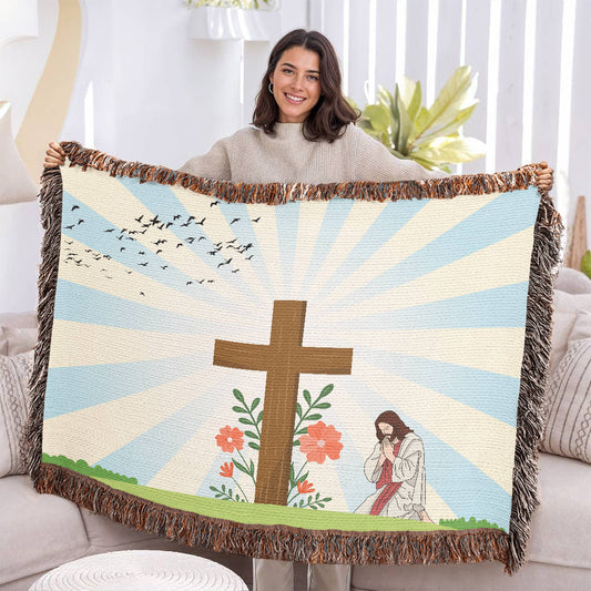 JESUS PRAYING - WOVEN HEIRLOOM BLANKET
