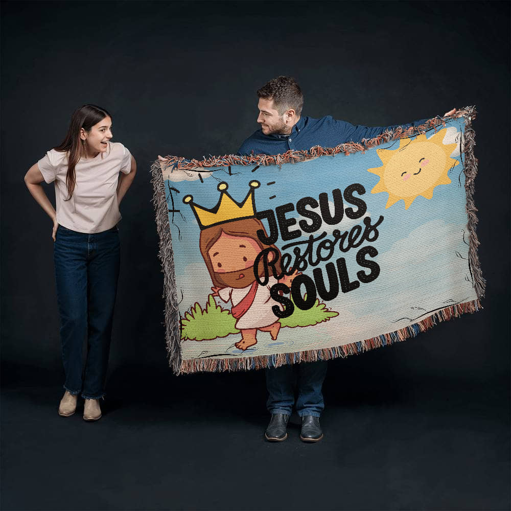 JESUS RESTORES SOULS - WOVEN HEIRLOOM BLANKET