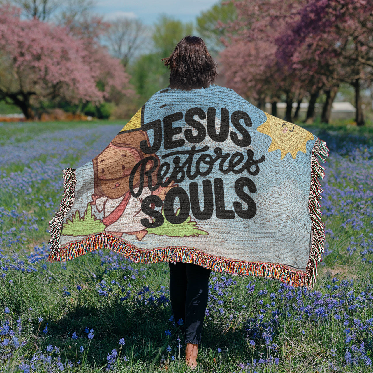 JESUS RESTORES SOULS - WOVEN HEIRLOOM BLANKET