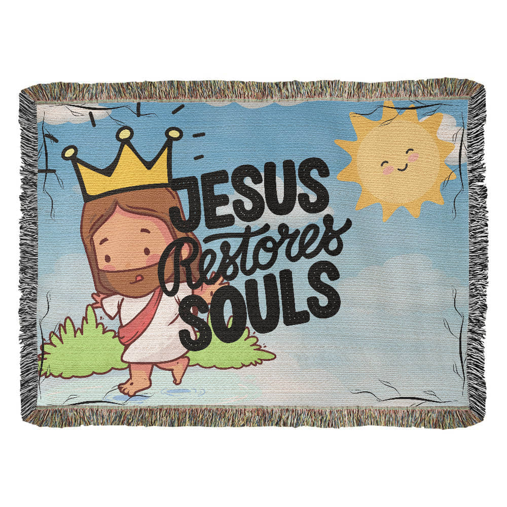JESUS RESTORES SOULS - WOVEN HEIRLOOM BLANKET