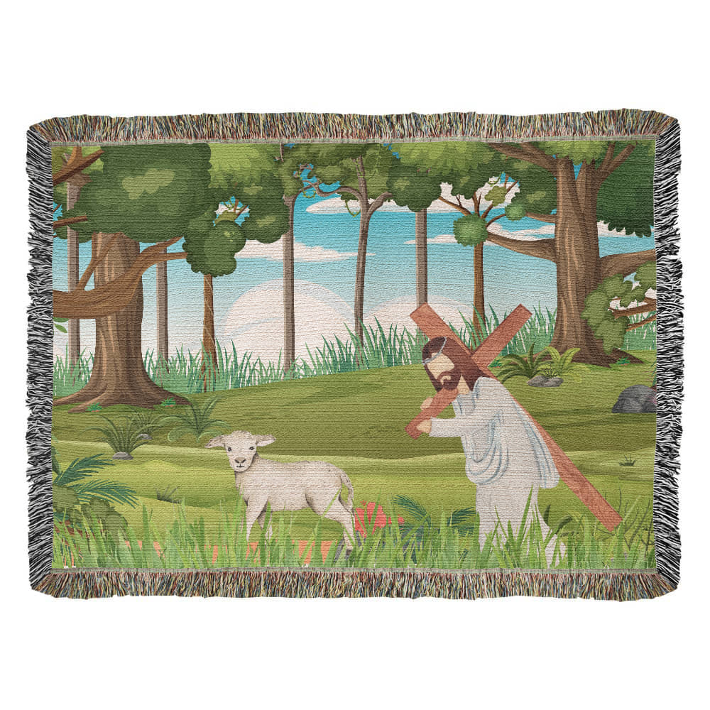 JESUS & HIS LAMB - WOVEN HEIRLOOM BLANKET