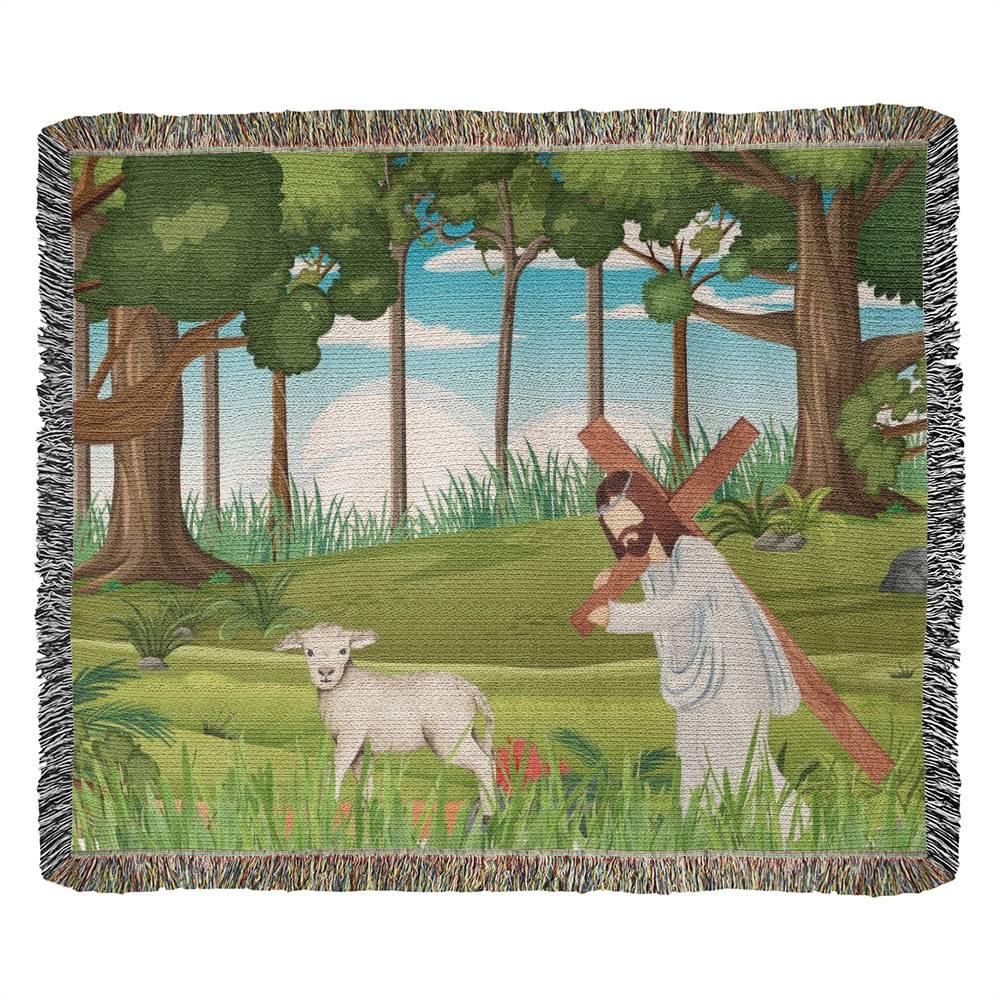 JESUS & HIS LAMB - WOVEN HEIRLOOM BLANKET