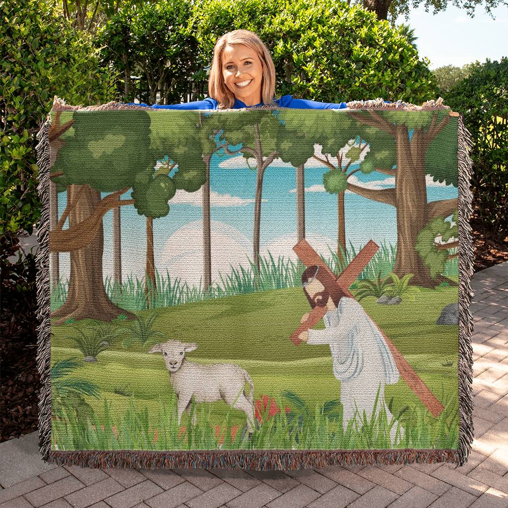 JESUS & HIS LAMB - WOVEN HEIRLOOM BLANKET