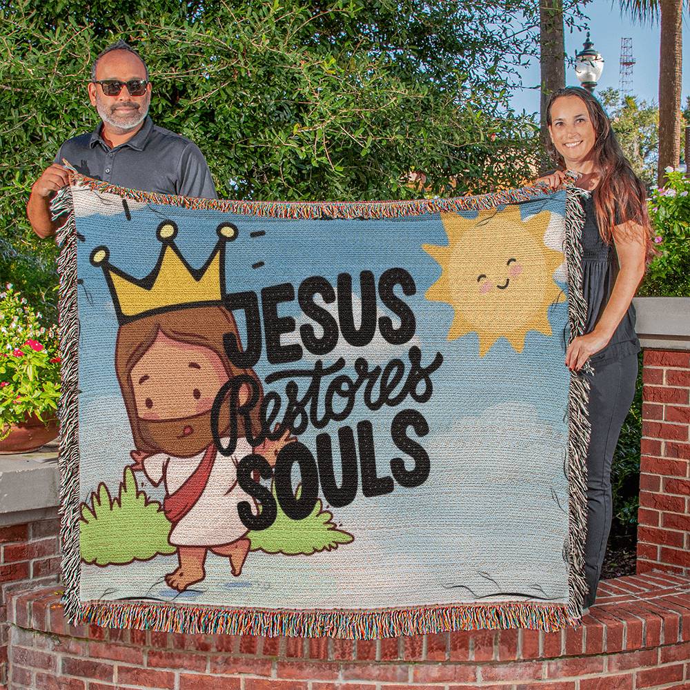 JESUS RESTORES SOULS - WOVEN HEIRLOOM BLANKET