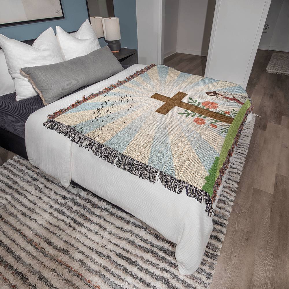 JESUS PRAYING - WOVEN HEIRLOOM BLANKET