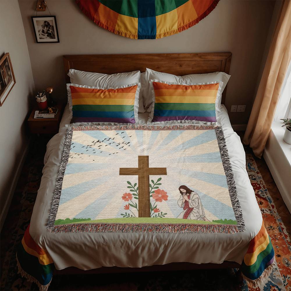 JESUS PRAYING - WOVEN HEIRLOOM BLANKET