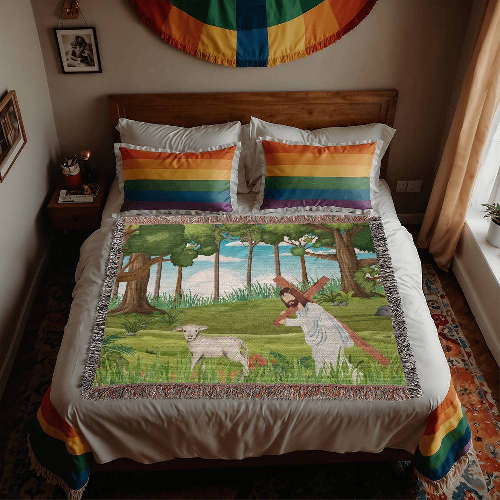 JESUS & HIS LAMB - WOVEN HEIRLOOM BLANKET