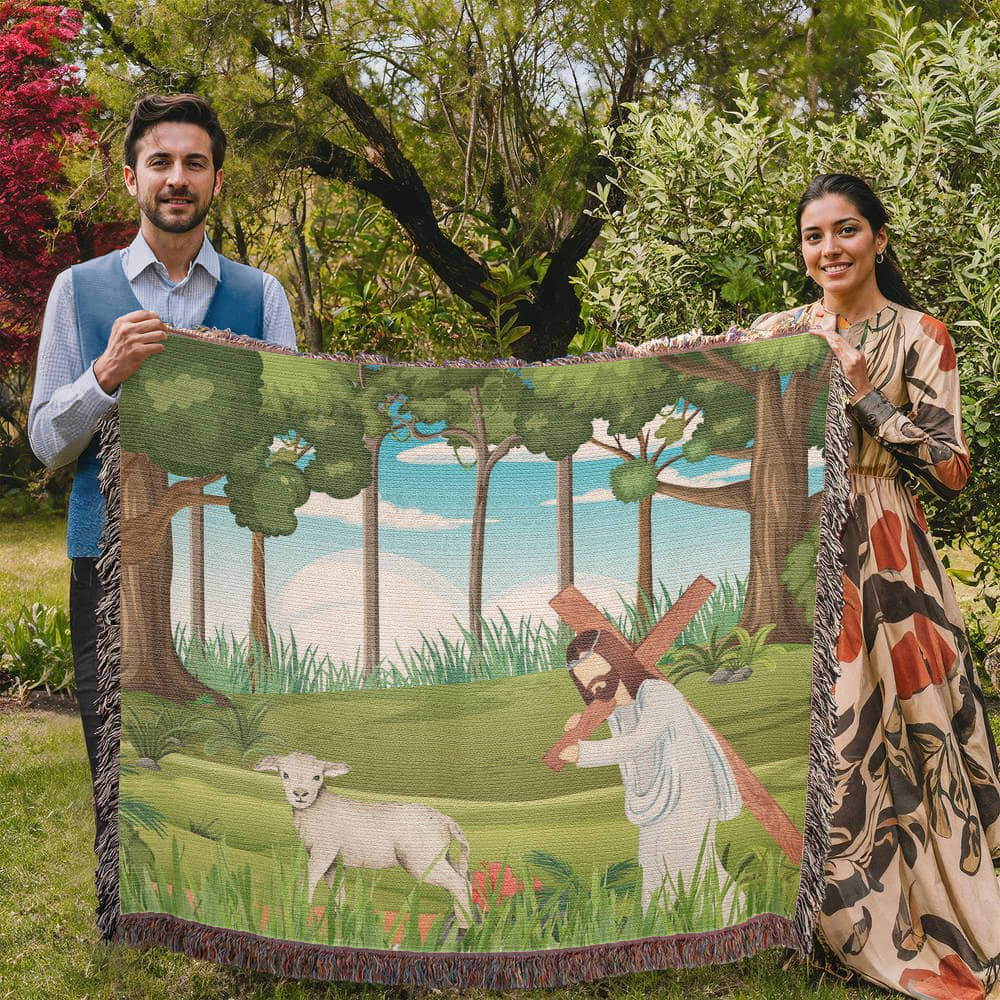 JESUS & HIS LAMB - WOVEN HEIRLOOM BLANKET