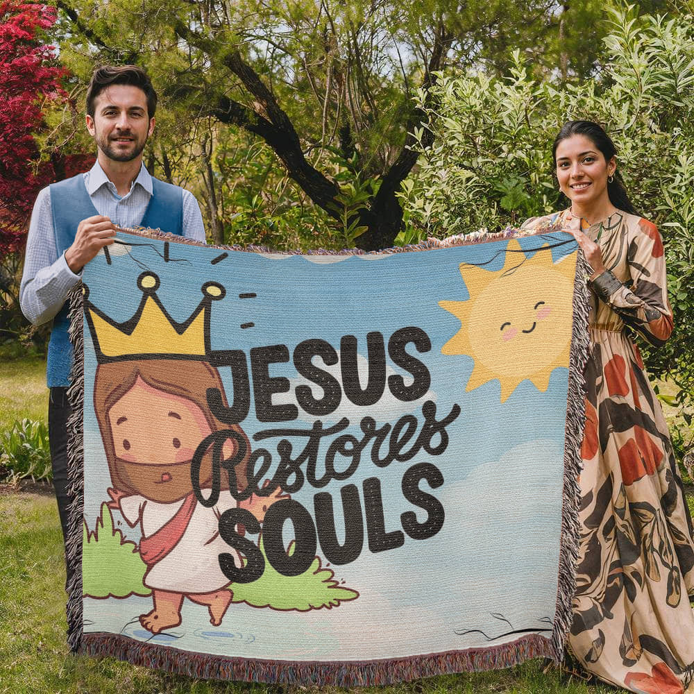 JESUS RESTORES SOULS - WOVEN HEIRLOOM BLANKET