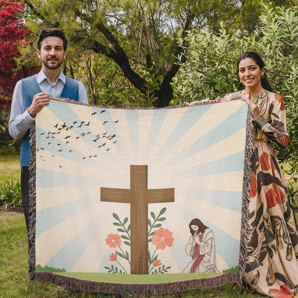 JESUS PRAYING - WOVEN HEIRLOOM BLANKET