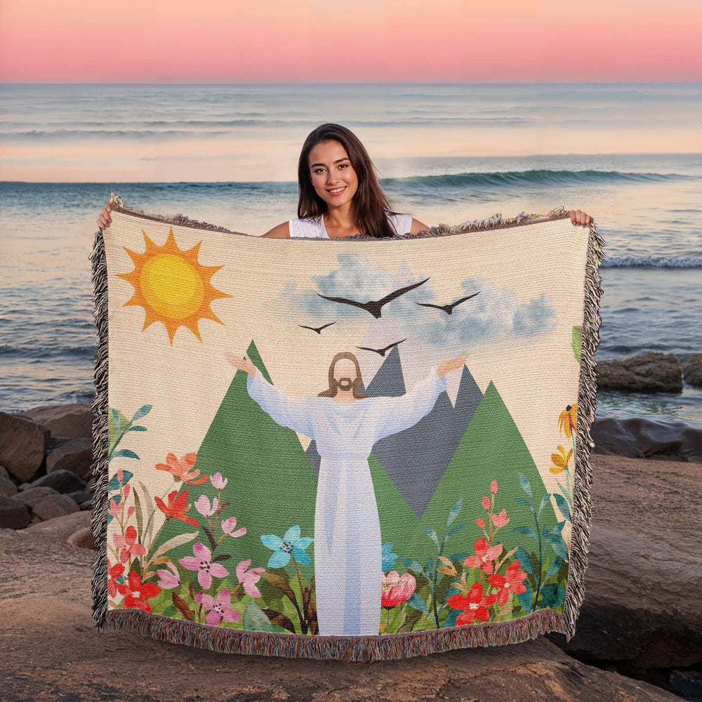 JESUS MOVES MOUNTAINS - WOVEN HEIRLOOM BLANKET