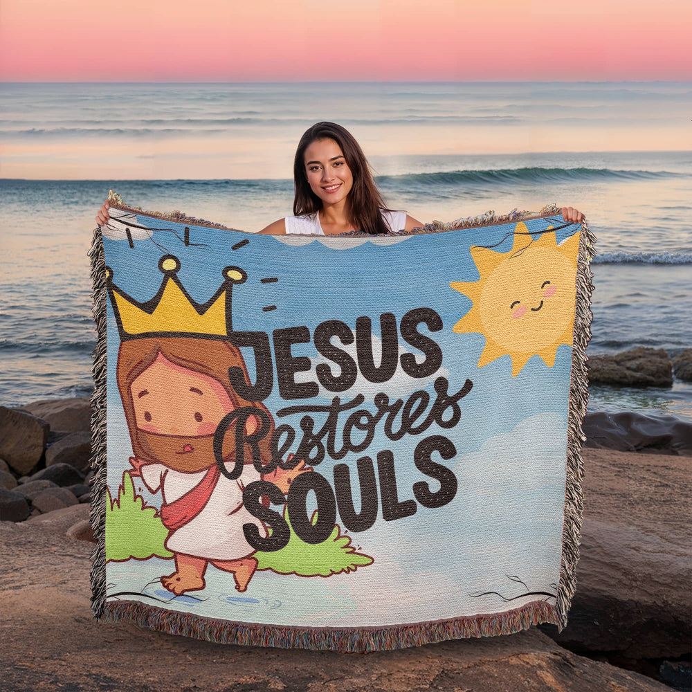JESUS RESTORES SOULS - WOVEN HEIRLOOM BLANKET