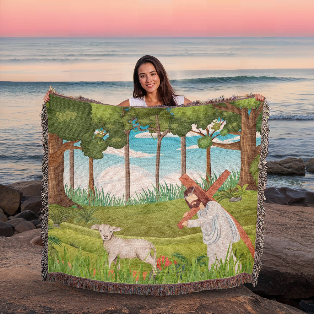 JESUS & HIS LAMB - WOVEN HEIRLOOM BLANKET