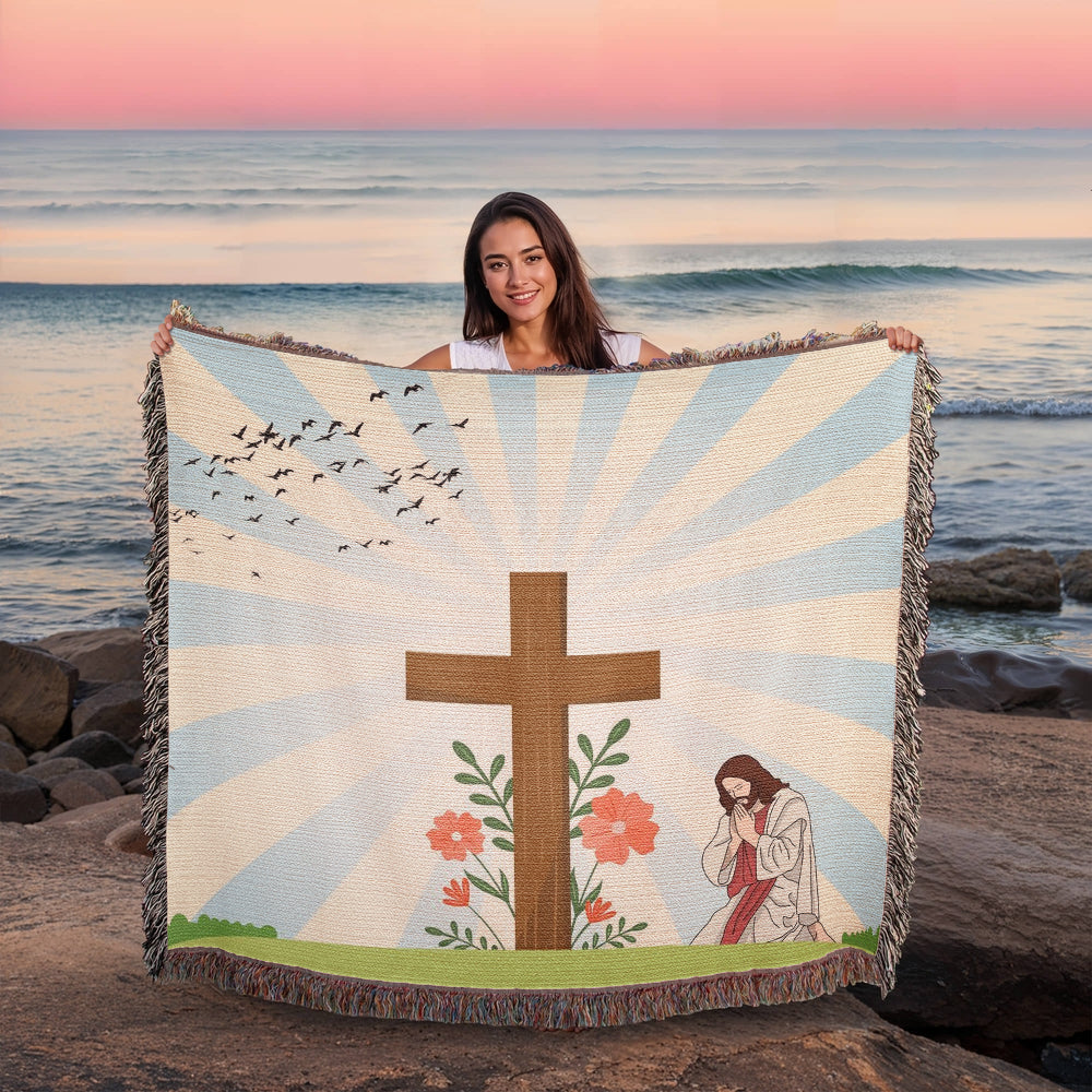 JESUS PRAYING - WOVEN HEIRLOOM BLANKET
