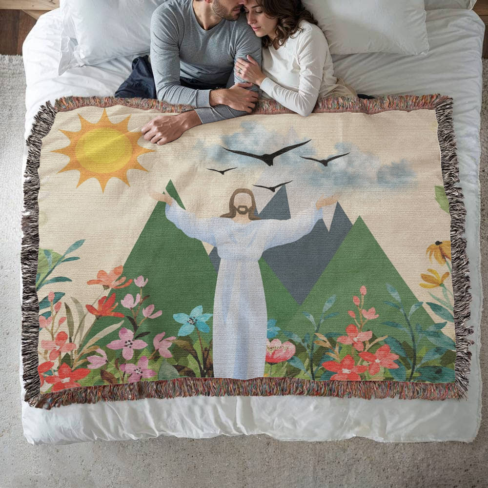 JESUS MOVES MOUNTAINS - WOVEN HEIRLOOM BLANKET