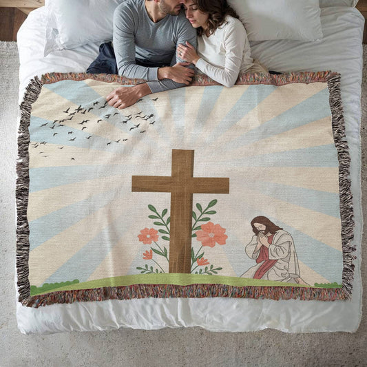 JESUS PRAYING - WOVEN HEIRLOOM BLANKET