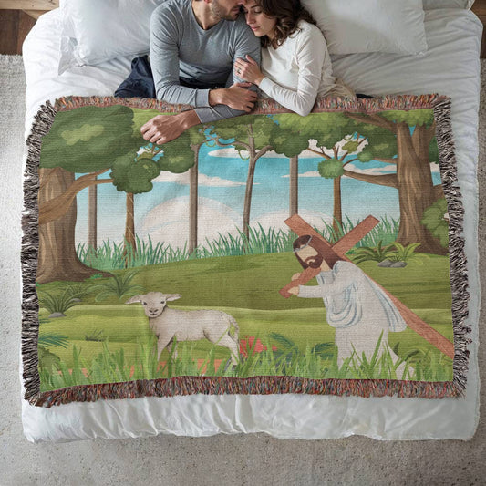 JESUS & HIS LAMB - WOVEN HEIRLOOM BLANKET