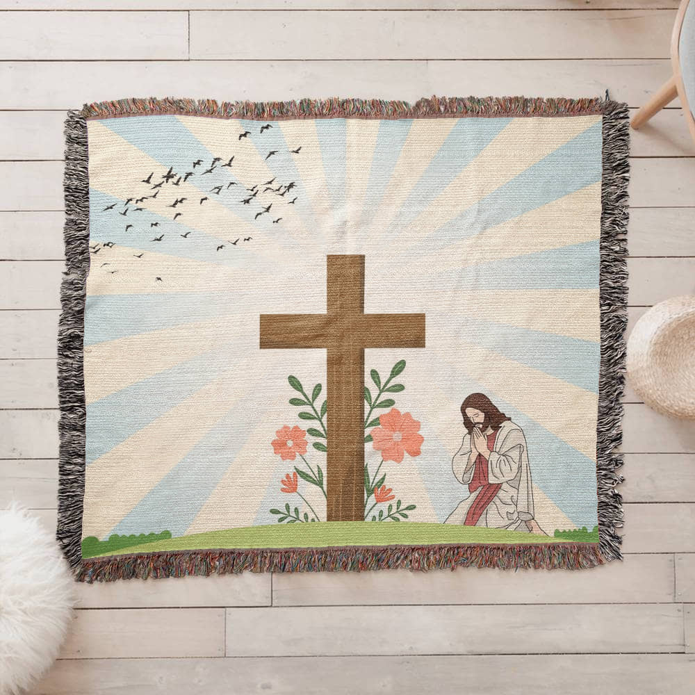 JESUS PRAYING - WOVEN HEIRLOOM BLANKET