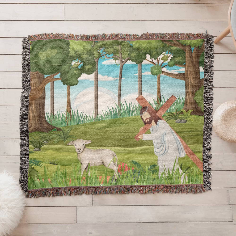 JESUS & HIS LAMB - WOVEN HEIRLOOM BLANKET