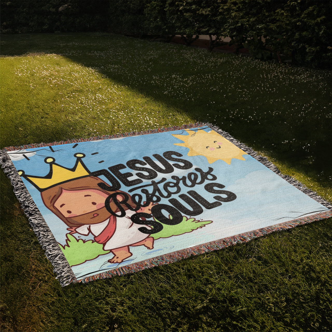 JESUS RESTORES SOULS - WOVEN HEIRLOOM BLANKET
