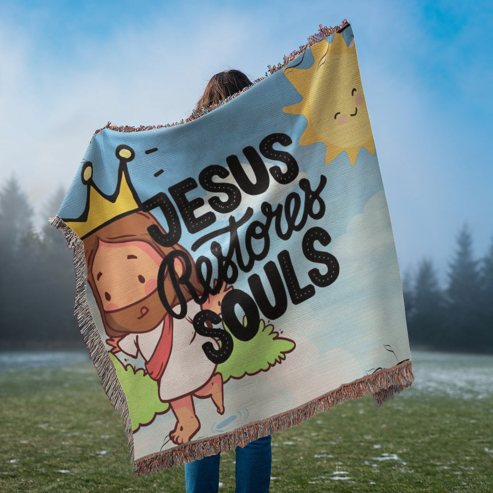 JESUS RESTORES SOULS - WOVEN HEIRLOOM BLANKET