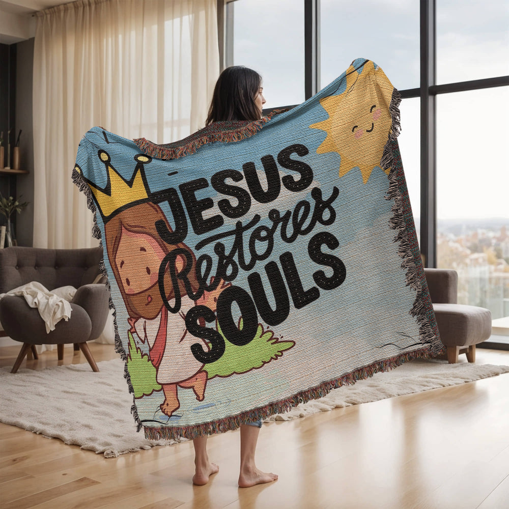 JESUS RESTORES SOULS - WOVEN HEIRLOOM BLANKET