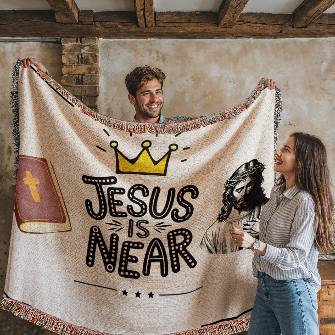 JESUS IS NEAR - WOVEN HEIRLOOM BLANKET