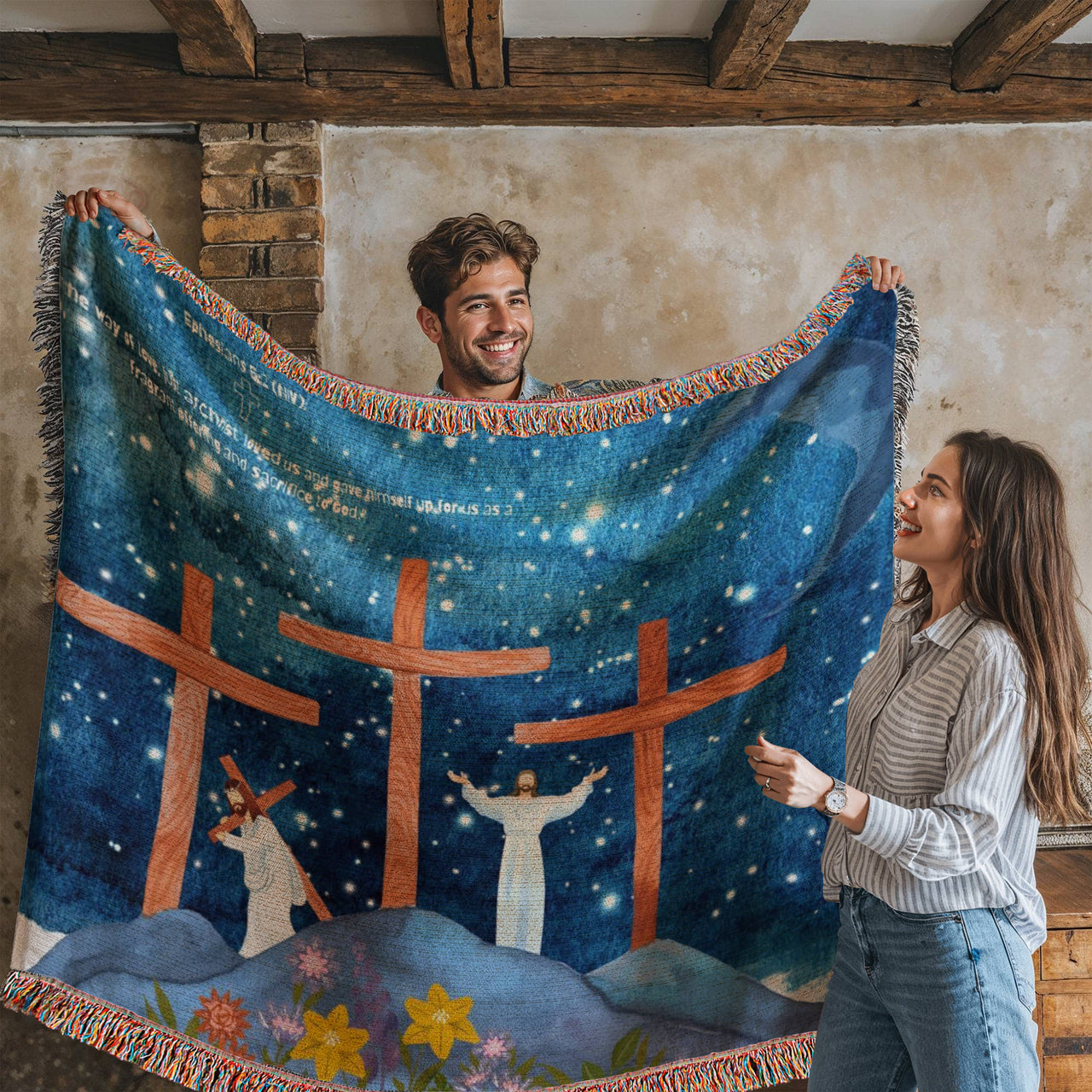 STARRY NIGHT JESUS - WOVEN HEIRLOOM BLANKET
